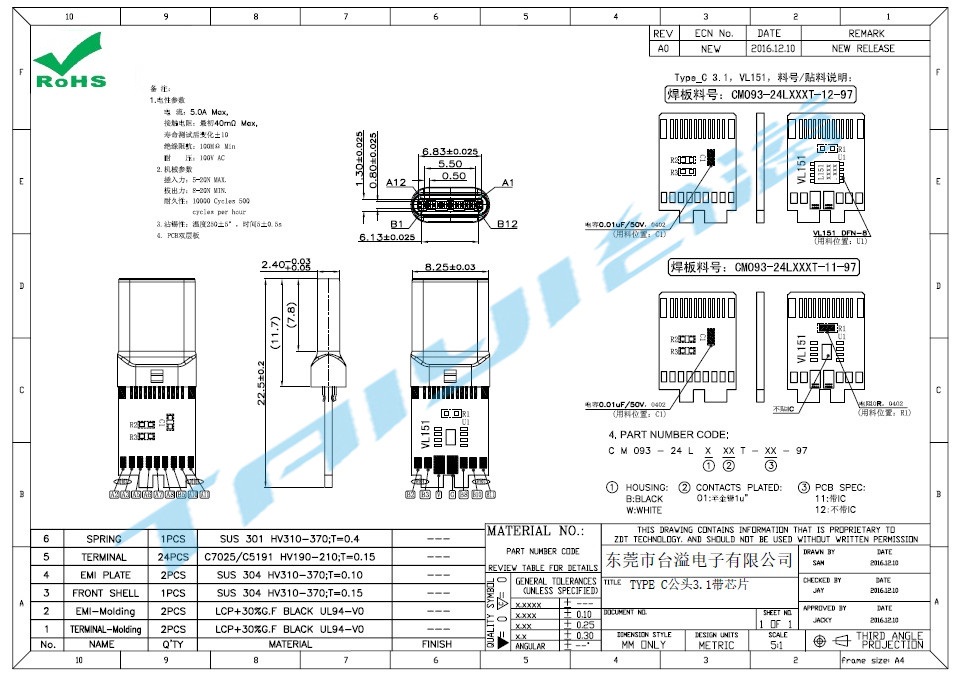 TYPE C公頭3.1帶芯片