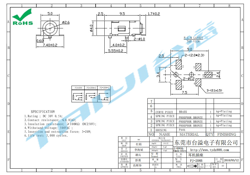 PJ-209耳機插座