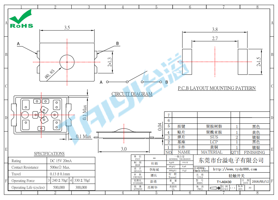 3.0＊2.0輕觸開關(guān)T1-A0430