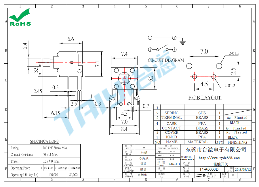 6*6 輕觸T1-A0606D