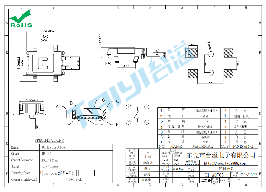 5.0*4.0 輕觸T1-A0705