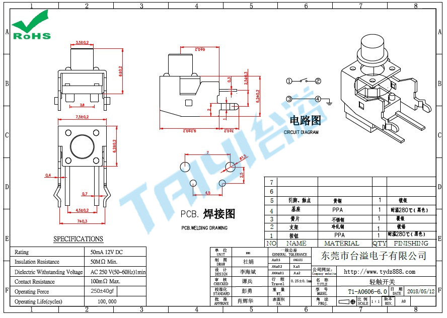 6*6 輕觸T1-A0606