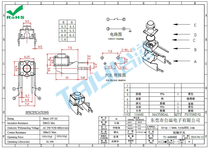 6*6 輕觸T1-A0606E