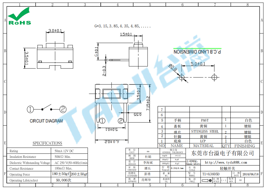 3.0*6.0 輕觸T1-A3605D